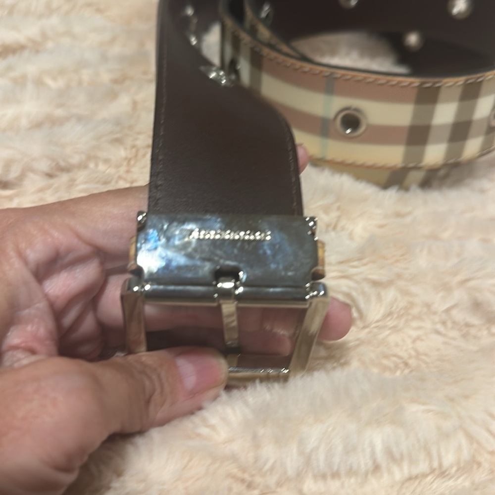 Burberry belt; pink, cream, khaki; worn once; size 100 - Picture 2 of 4